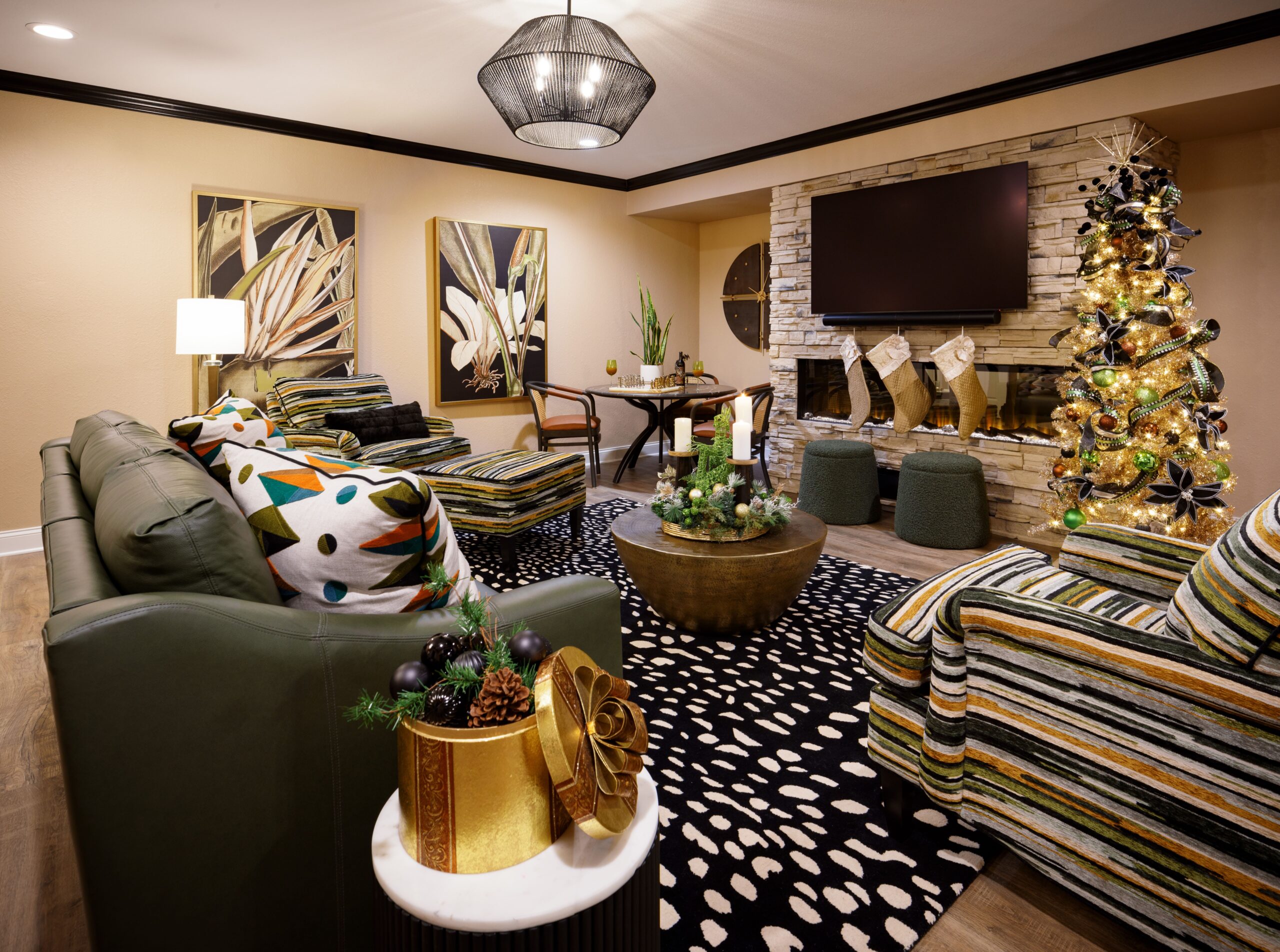 Basement Family Room and Holiday Decorating