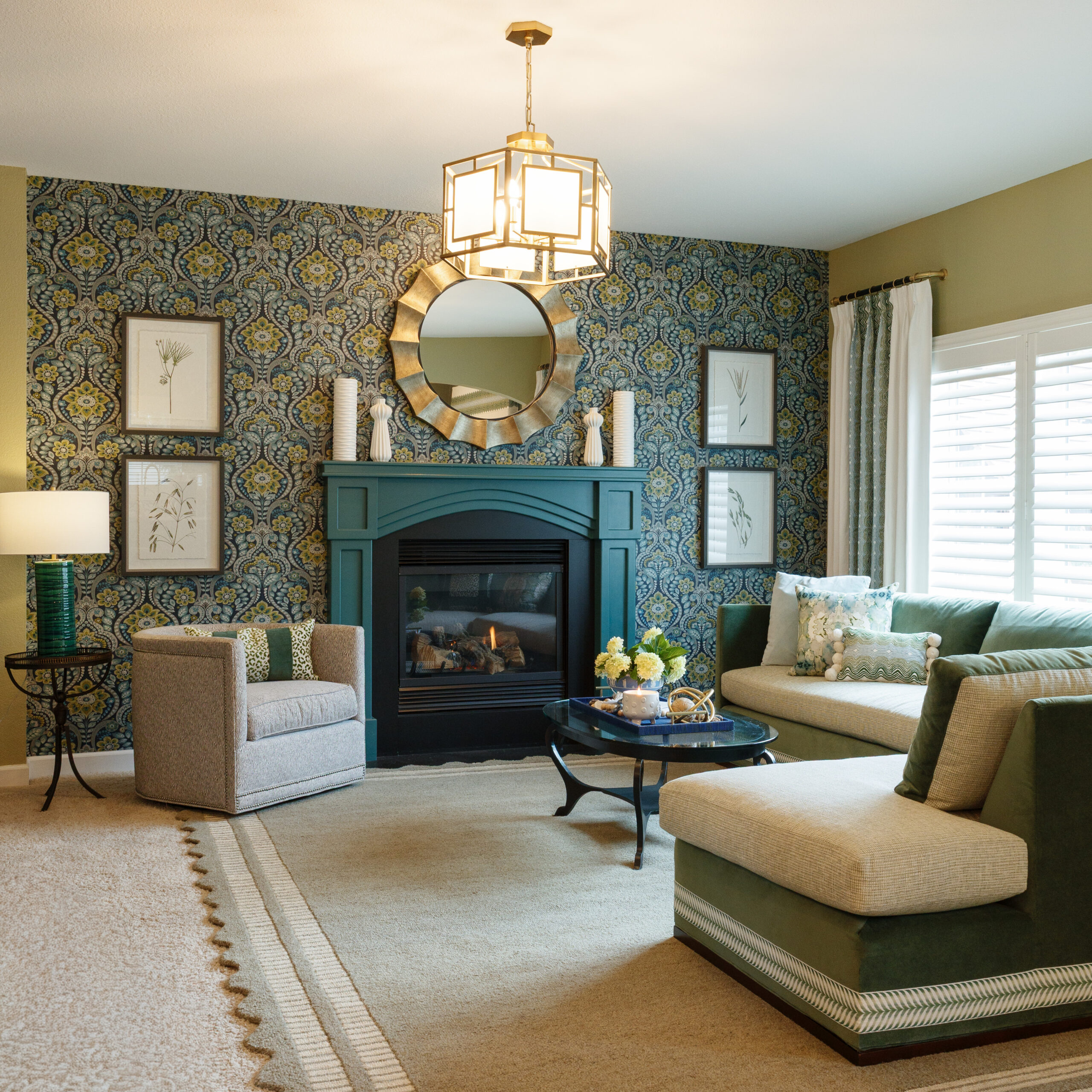 Luxury Traditional Green Living Room